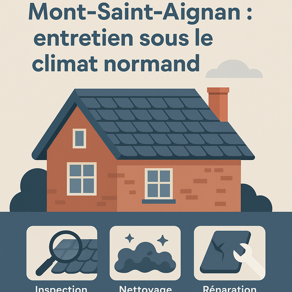 Infographie : Toiture en ardoise à Mont-Saint-Aignan : entretien sous le climat normand