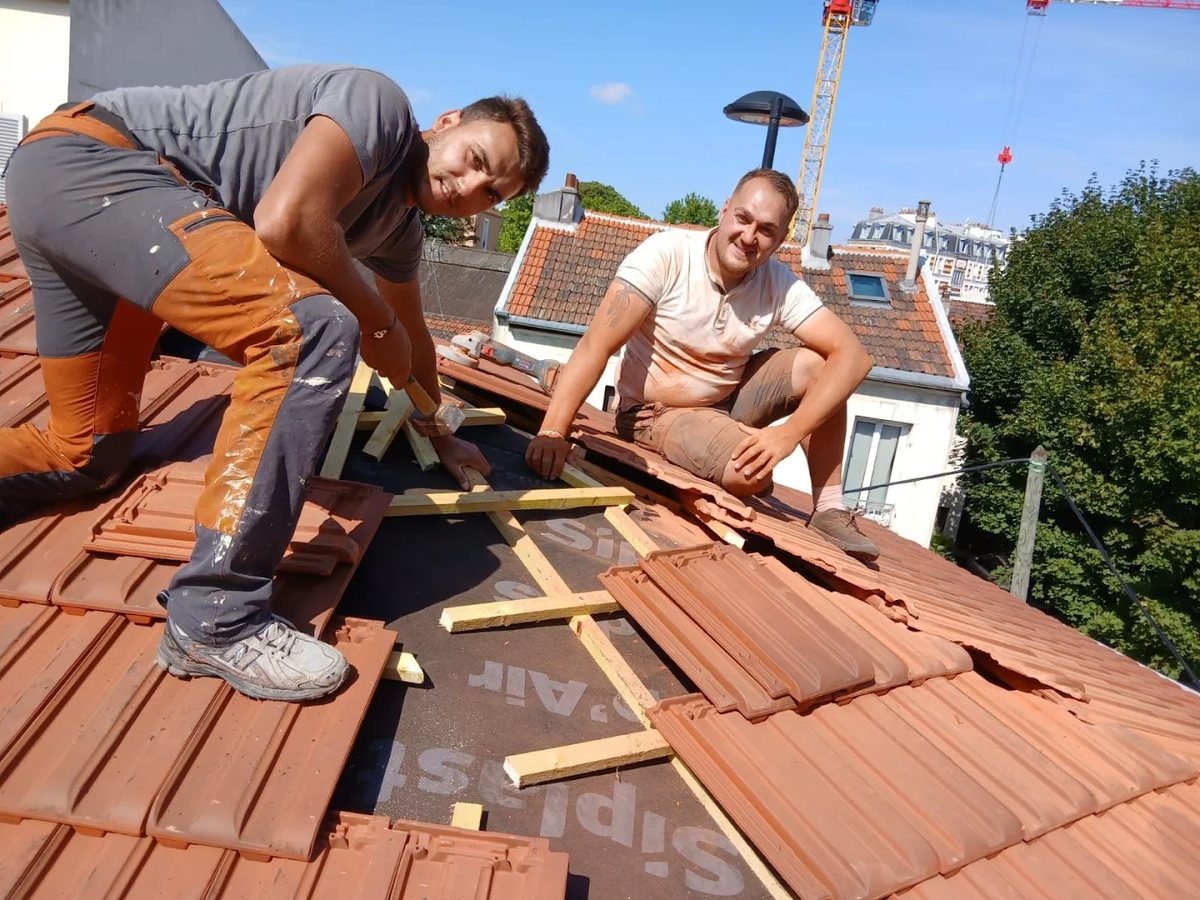 Chantier de couverture — équipe Mayer à Rouen